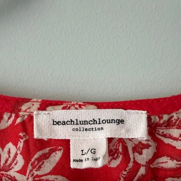 beachlunchlounge Red Floral Sleeveless Tunic with Printed Hem - Picture 2 of 5